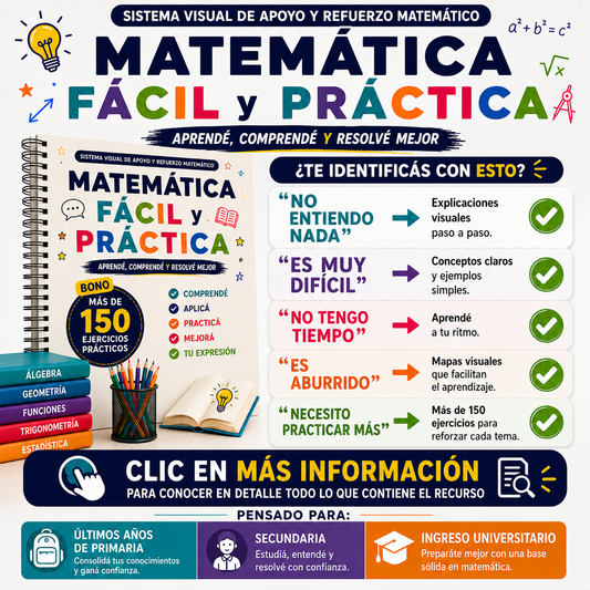 Método Matemática Fácil y Práctica: Comprendé Matemática de Forma Visual, Clara y Paso a Paso